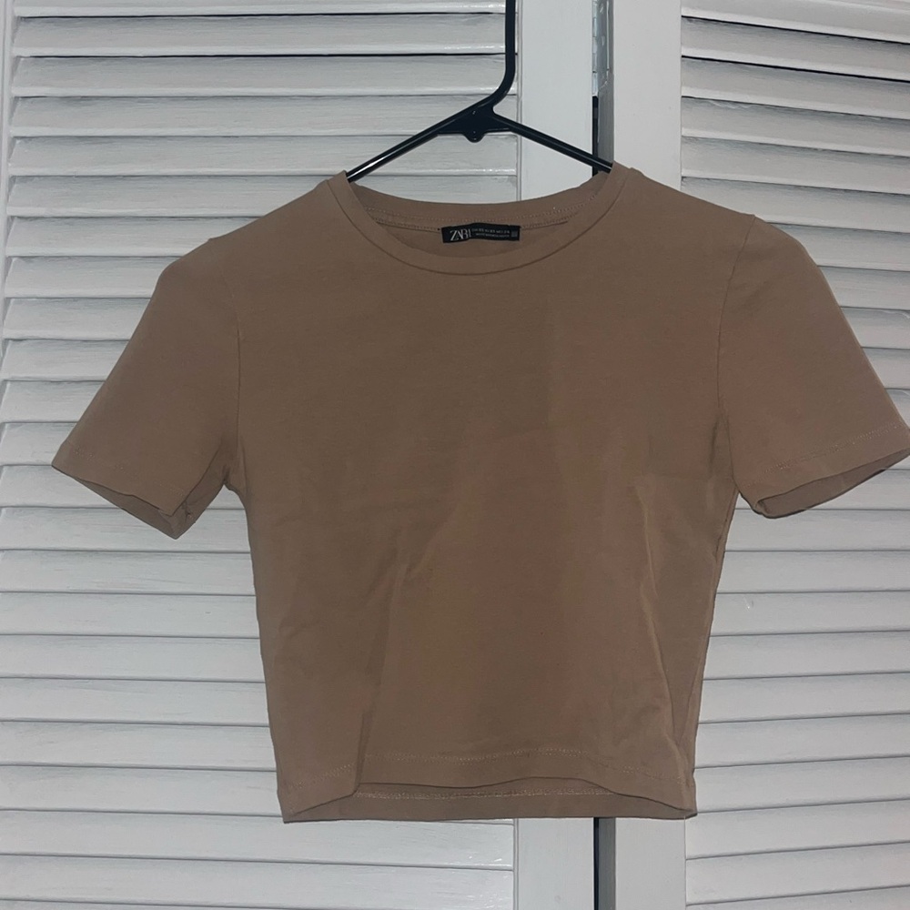 Zara Women Beige Crop Top